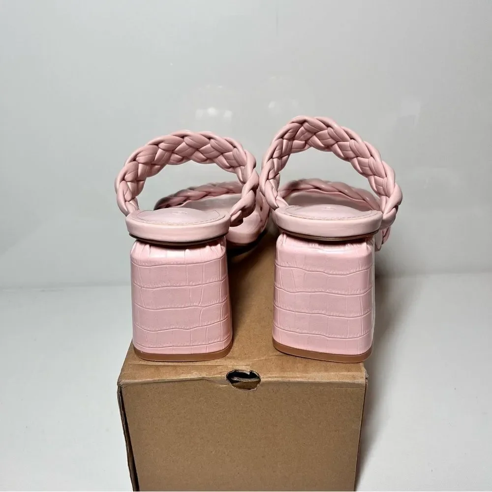 Ricristy Braided Square Toe Chunky Block Heeled Sandals